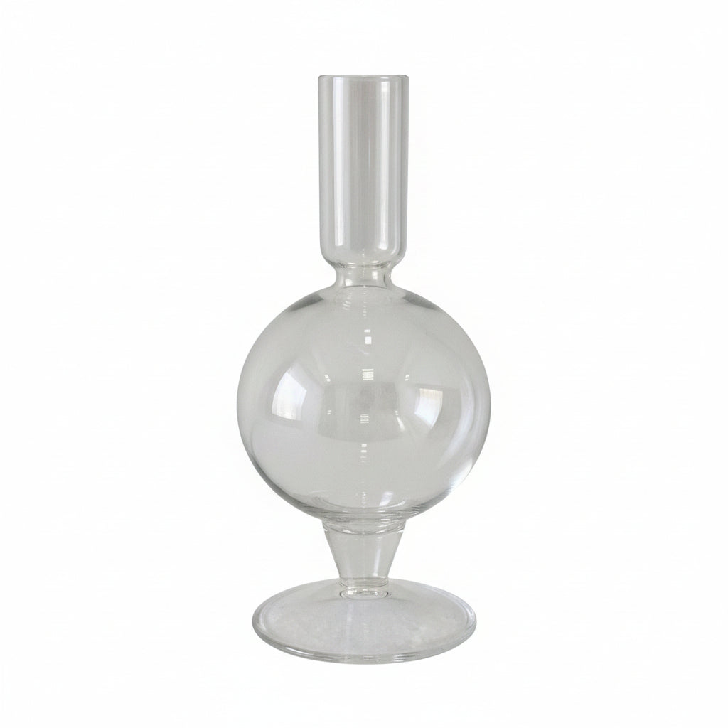 Glass Clear Candle Holder Med