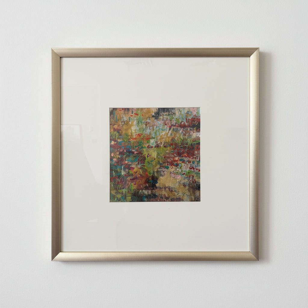 Medium Art Multicolor W/ Gold Square Frame #3