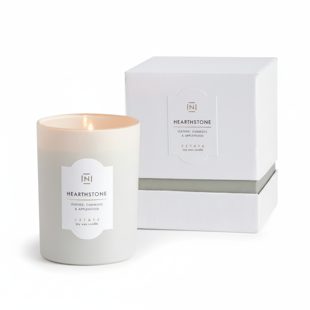 Hearthstone candle with packaging on a white background