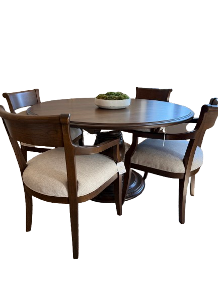 Pedestal Extension Dining Table & (4) Chairs