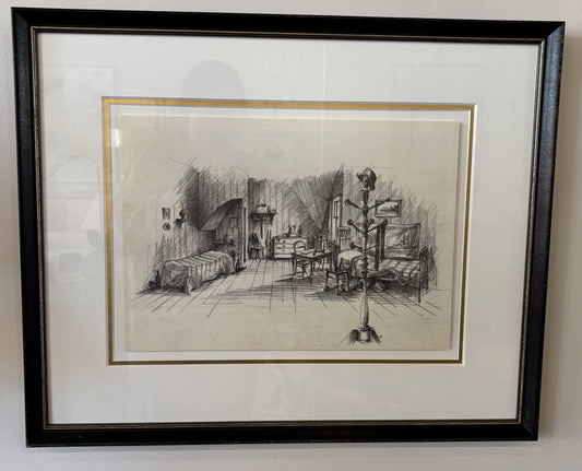 Small Art Black and White Charcoal Bedroom W/Black Frame