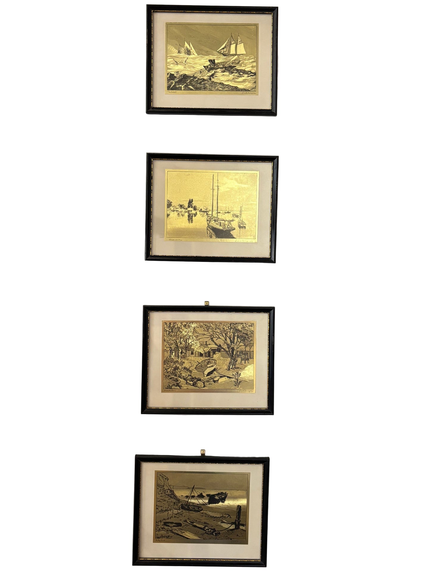 Small Art Gold W/ Black Frame - Set of 4