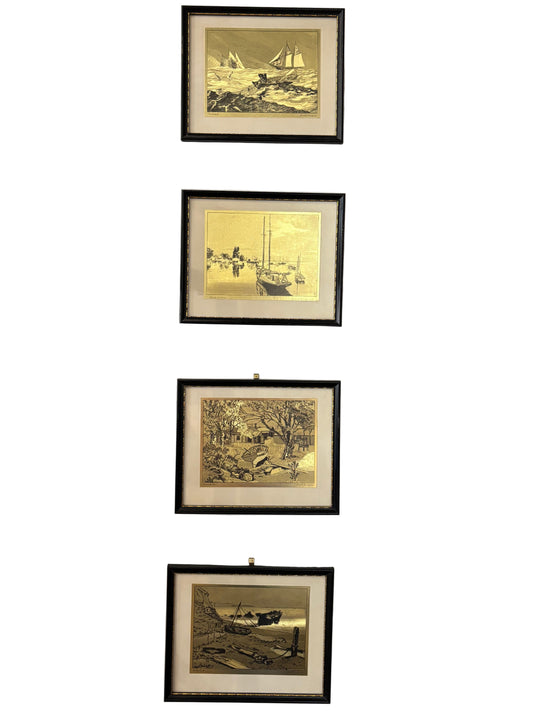 Small Art Gold W/ Black Frame - Set of 4