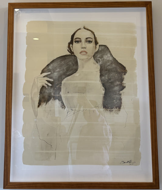 Medium Art Woman W/ Wood Frame