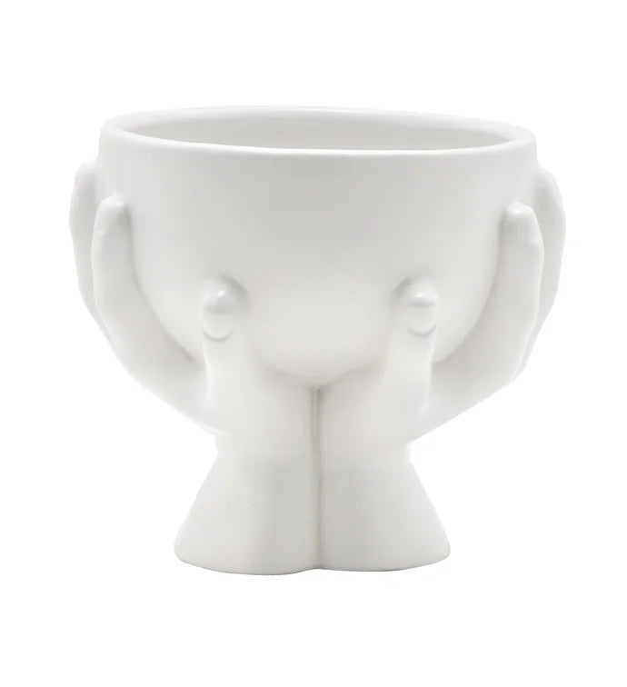 White Ceramic Hands Bowl