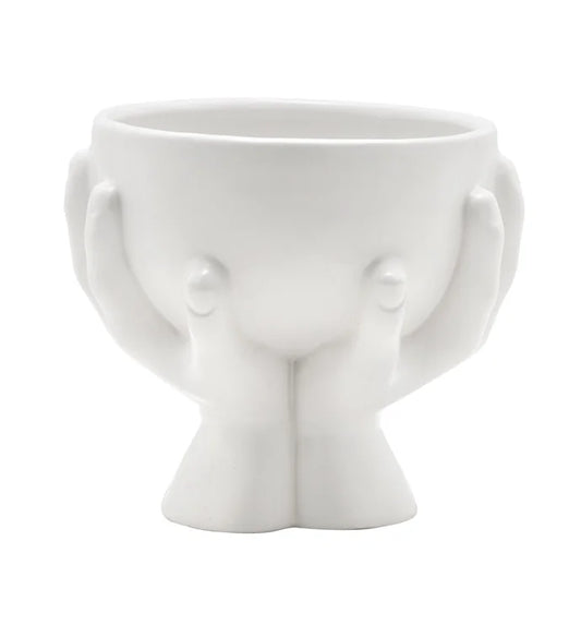 White Ceramic Hands Bowl